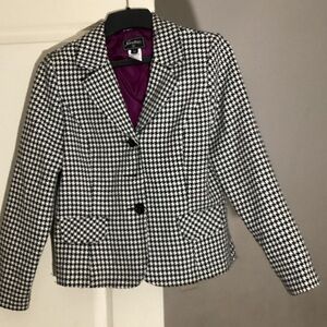 Kasper Black and White Checkered Blazer